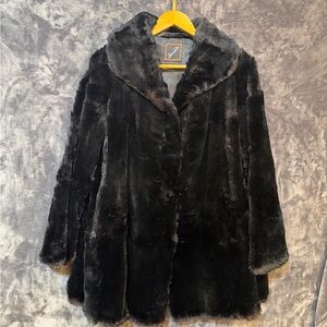 Vintage Elegant Genuine Black Mink Fur Long Coat by Famous Barr Size M